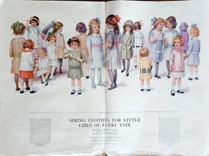 Ropa de primavera niñas pequeñas todo tipo anuncio de moda 1913, Grace Margaret Gould - Imagen 1 de 2
