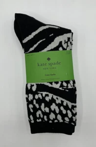 Kate Spade Flower Pattern Black/Gray Crew Socks 3 Pair Women's Size 4-10 - Picture 1 of 3