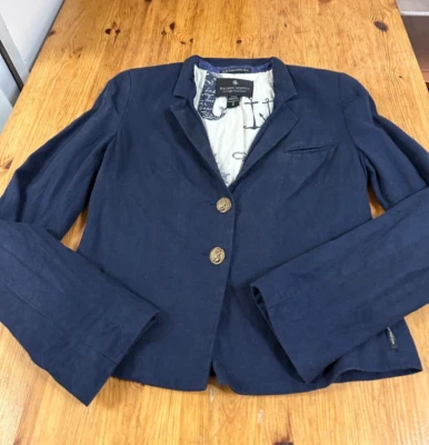 Blazer Maison Scotch Mujer Lino Cadena Corta Azul Marino Talla 2 *Defectos Foto 1 de 4