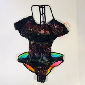 Op Ocean Pacific Girls Eyelet Lace Rainbow Racerback One Piece Swimsuit XL - Picture 1 of 8