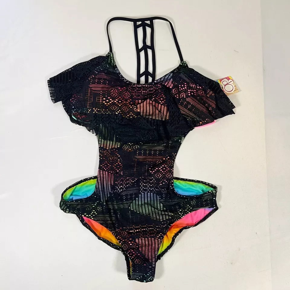 Op Ocean Pacific Girls Eyelet Lace Rainbow Racerback One Piece Swimsuit XL - Image 1 of 4