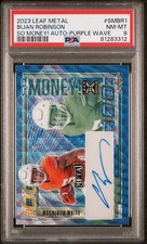 2023 Leaf Metal Bijan Robinson So Money! Purple Wave Auto #'d /5 PSA 8 POP 1