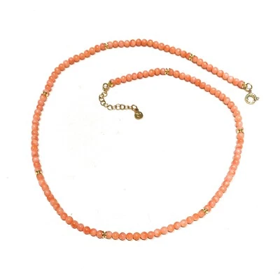 Choker Donna Corallo Naturale Arancio Argento 925 Dorato Elegante diWa Jewels - Immagine 1 di 3