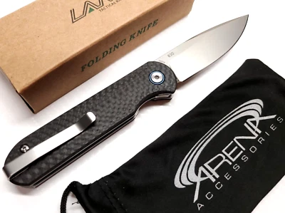 Navaja de Bolsillo LAND 830 S35VN Aleta Frontal Fibra de Carbono Punta Gent Hoja EDC Foto 1 de 4