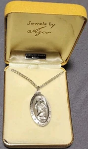 Theda Vintage Sterling Silver St Christopher Protect Us Medal NOS  - Picture 1 of 7