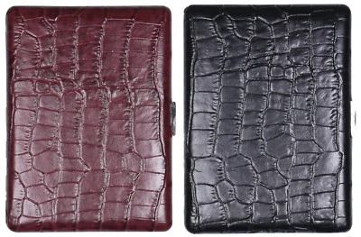 Zigarettenetui Pearl Metall Leder Kroko Prägung für 9 Zigaretten 85+100 mm 9er  - Bild 1 von 3