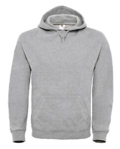 B&C Mens Plain Hoodie Sweatshirts | Cotton Rich Casual Hooded Pullover Jumper