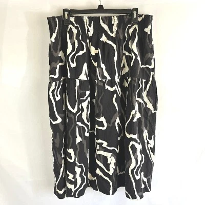 Nine West Tiered Midi Skirt Boho Abstract Art Animal Print L Whimsigoth Office - Image 1 of 4