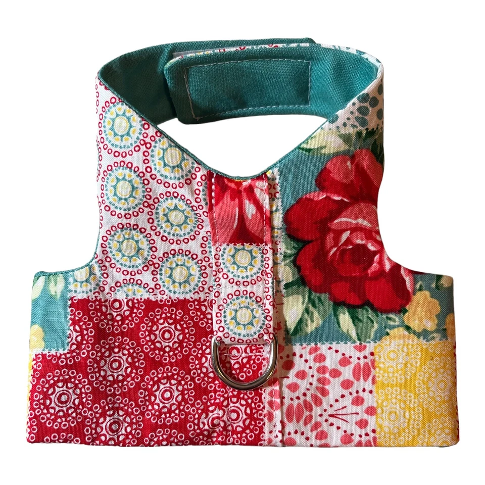 Handmade Dog Harness Vest Bow Pioneer Fabric flowers XS - 3010 - Image 1 of 1
