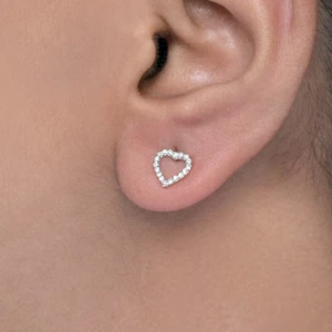 Aretes de aniversario pavé de diamantes lunares de oro amarillo de 14 quilates joyería de regalo de boda - Imagen 1 de 7