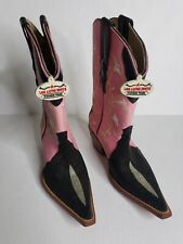 Los Altos Pink Boots Womens 5.5 Pink Black Cowboy Boots Genuine Stingray Leather