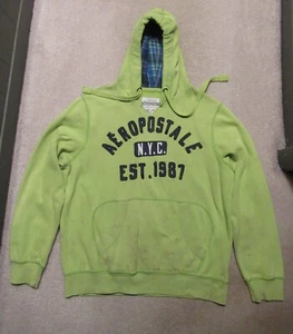 Aeropostale Lime Green N.Y.C Hoodie Distressed, Thrashed, Well Worn - Picture 1 of 6