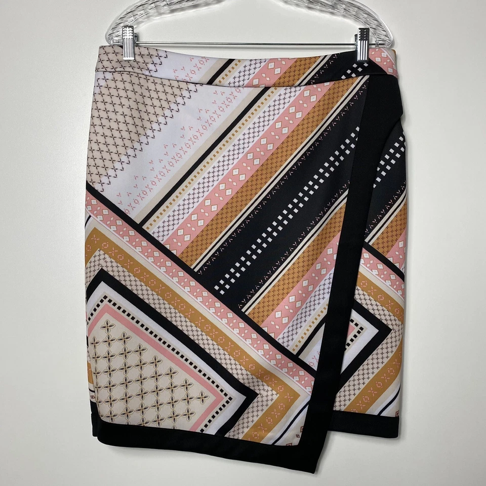 bar iii Mujer Líneas Geométricas Formas Estampado Imitación Abrigo Falda Talla XL Foto 1 de 4