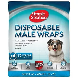 Disposable Dog Diapers Wraps for Male Dogs, True Fit, Absorbent, Leak Proof - Picture 1 of 8