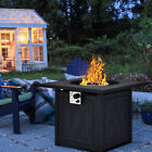 50,000 BTU Propane Fire Pit Table Square Firepit Heater with Lava Rocks Cover