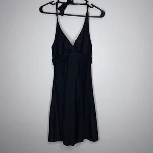 Abito nero Athleta taglia 32 DD HalterTank costume da bagno corto cravatta in nylon collo sottofilo - Foto 1 di 7