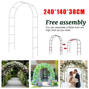 2.4m Metal Garden Arch Heavy Duty Strong Tubular Rose Climbing Plants Archway - Picture 1 of 23