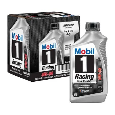 Aceite de motor totalmente sintético Mobil 1 Racing 0W-50, 1 cuarto, caja de 6 Foto 1 de 4