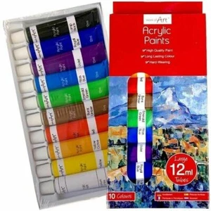 Juego de pintura acrílica 12 ml tubo 10 COLORES artesanías escuela artista pintura lienzo - Imagen 1 de 2