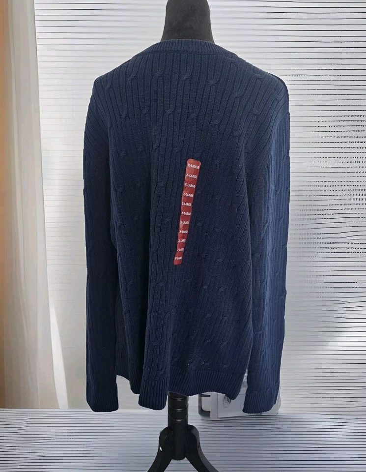 EXPRESS Cable Knit Sweater Men's XL Dk Blue Algodon Cotton With Tags