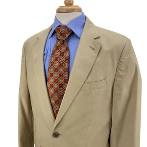 Club Monaco Khaki Tan 100% Cotton Grant Fit Blazer Sport Coat Jacket Mens 42R - Picture 1 of 14