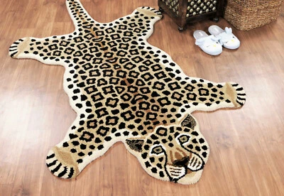 Alfombra EE. UU. Forma Piel de Leopardo 2'x3' ft Hecha a Mano Mechonada 100% Sin Aranceles ni Derechos Foto 1 de 4