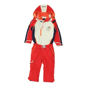 Diadora Kids Orange White Hooded Ski Suit | Vintage Winter Sportswear Snowsuit - Picture 1 of 3