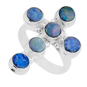 Anillo Cruz Ópalo Doblete Australiano Natural 3.01ct Plata Esterlina SS Talla 7 - Imagen 1 de 1