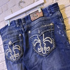 Laguna Beach Jeans Mens 42 Blue Straight Flap Pocket Skull Contrast Stitches