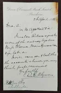 1888 Devon & Cornwall Bank, Banking Correspondence, Brixham - Picture 1 of 1