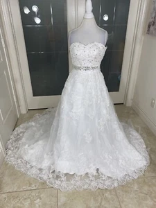 NWT JenJen House Wedding Gown Sz 4 Gorgeous A Line Lace Beaded - Picture 1 of 23