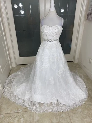 Nuevo con etiquetas Vestido de Boda JenJen House Talla 4 Precioso Línea A Encaje Cuentas Foto 1 de 4