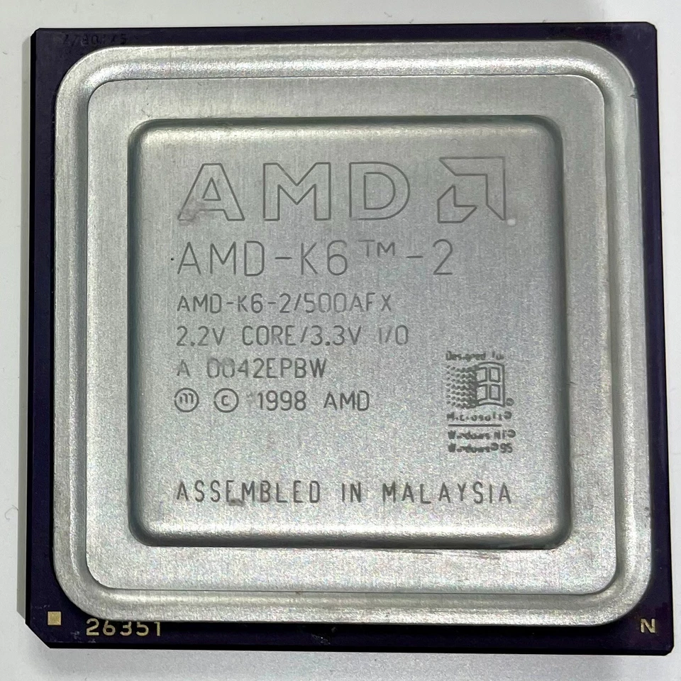 Procesador AMD K6-2 AMD-K6-2/500AFX 2.2V CORE/3.3V Socket 7 CPU - Imagen 1 de 1
