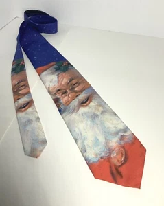 Corbata de Navidad TIE Ralph Marlin “Big Santa” 58" x 3 1/2" 100% Poliéster EE. UU. 1994 - Imagen 1 de 8
