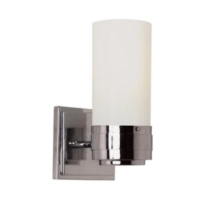 Trans Globe, Wall Sconce Brushed Nickel Finish | Frosted White Glass Shade - Image 1 of 2