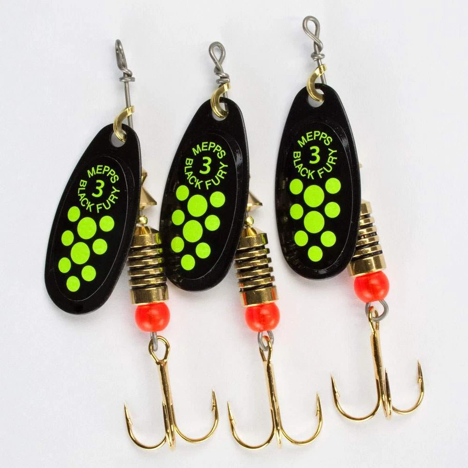 Mepps Black Fury Spinner - schwarz/schwarz/gelb - versch. Größen - 3Stück - Bild 1 von 1
