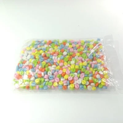 1000pcs 6mm Mixed Colour 2-Hole Resin Mini Buttons Sewing Round Doll Crafts - Image 1 of 4