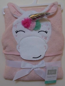 Girls Hudson Baby Pink Unicorn Hooded Bath Towel - Picture 1 of 2