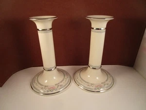 Lenox USA Charleston Pink Flower Paar Kerzenständer Kerzenhalter - Bild 1 von 8