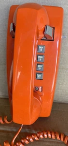 Vintage ITT Model Series Orange Wall Mount Push Button Telephone. Untested! - Picture 1 of 9