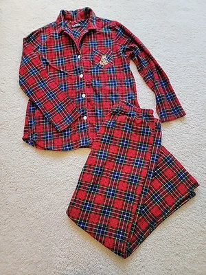 Womens Lauren Ralph Lauren Cozy Pajama Set Plaid Lightweight Fleece Size Med - Image 1 of 4