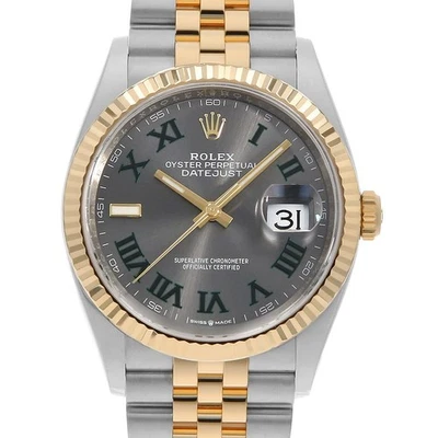 Pulseira Jubileu ROLEX DATEJUST 36 126233 Ardósia (Cinza) Verde Romana 5 Fileiras Ran... - Imagem 1 de 4