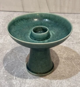 Very Rare Vintage Saxbo 4" H Stoneware Green Color Candle Holder  Made  DENMARK - Picture 1 of 12