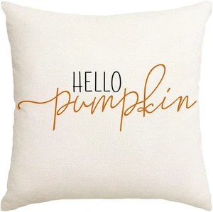 RABUSOFA Fall Pillow Covers 20x20 Hello Pumpkin 20 x 20 (Pack of 1), White  - Picture 1 of 7
