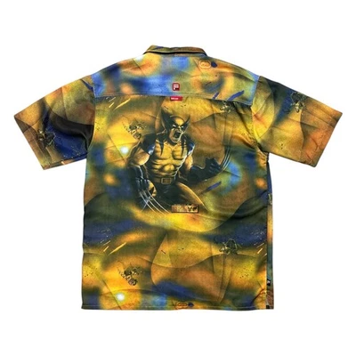 Vintage Y2K Ecko Marvel Wolverine All Over Print S/S Button Shirt Mens Large - Image 1 of 4