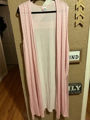 Chaleco Lularoe Joy rosa con lunares blancos para mujer talla XL Foto 1 de 2