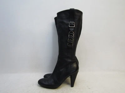 Antonio Melani Mujer Talla 8.5 M Negro Cuero Cremallera Hebilla Hasta la Rodilla Moda Botas Foto 1 de 4