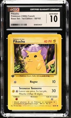 Pikachu French Base Set - 1st Edition 58/102 NM CGC GEM MINT 10. - Image 1 of 2