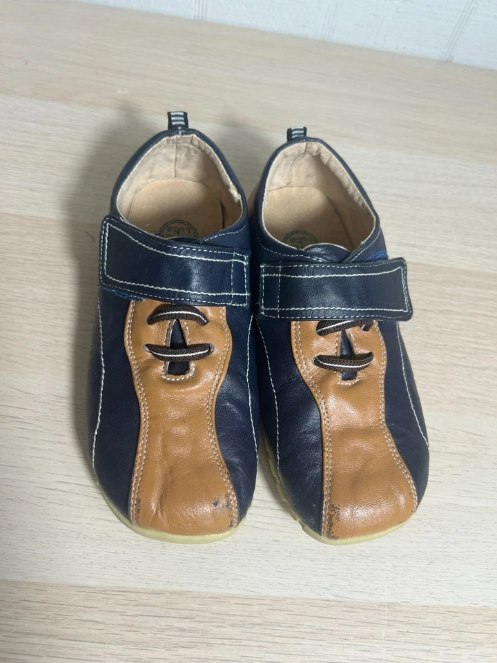 Zapatillas Livie & Luca Niños Talla 13 Cuero Estilo Bowling Azul y Tostado Foto 1 de 4