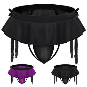 Men's Soft Low Waist Lace Thong Underwear Panties GString Skirt Briefs - Picture 1 of 19